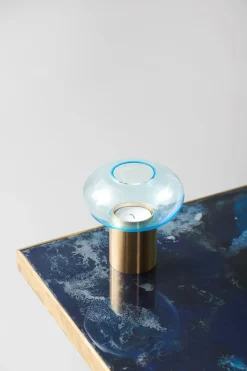 Mush Hurricane fyrfadsstage - Str. M - Blå Glas - Messing*Applicata Discount