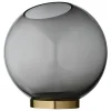 AYTM - Globe vase/krukke med fod - large - sort/messing* Sale
