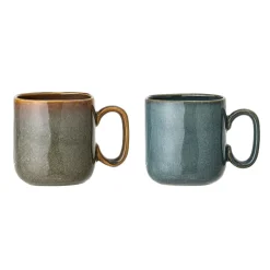 - Aime Krus, Grøn, Stentøj - Sæt af 2 stk./Pris pr. krus*Bloomingville Clearance