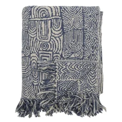 - Bresso Plaid, Blå, Genanvendt Bomuld^Bloomingville New