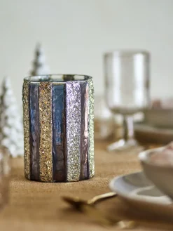 - Cicilia Fyrfadsstage, Guld, Glas^Bloomingville Clearance