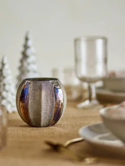 - Felecia Fyrfadsstage, Guld, Genanvendt Glas*Bloomingville