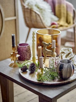 - Felecia Fyrfadsstage, Guld, Genanvendt Glas*Bloomingville