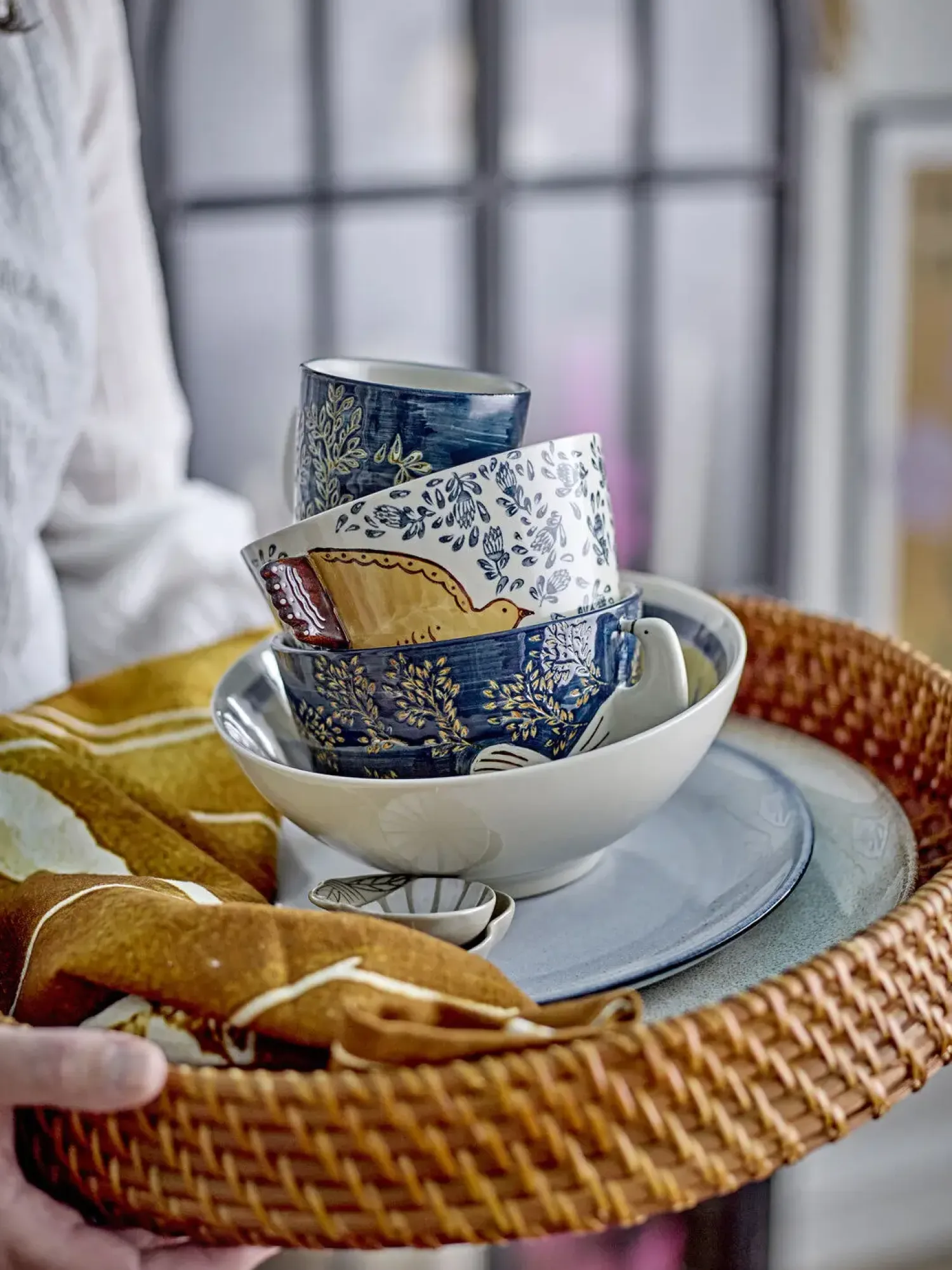 - Hezha Skål, Blå, Stentøj*Bloomingville Clearance