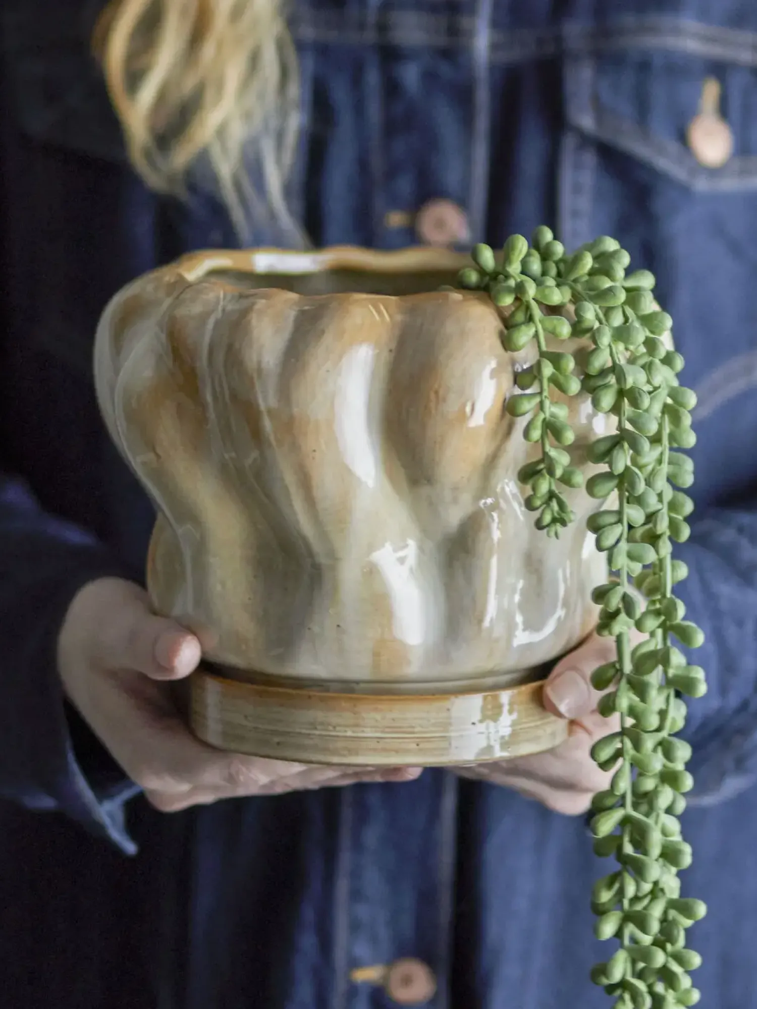 - Hollis Urtepotte m/underskål, Natur, Stentøj^Bloomingville Discount