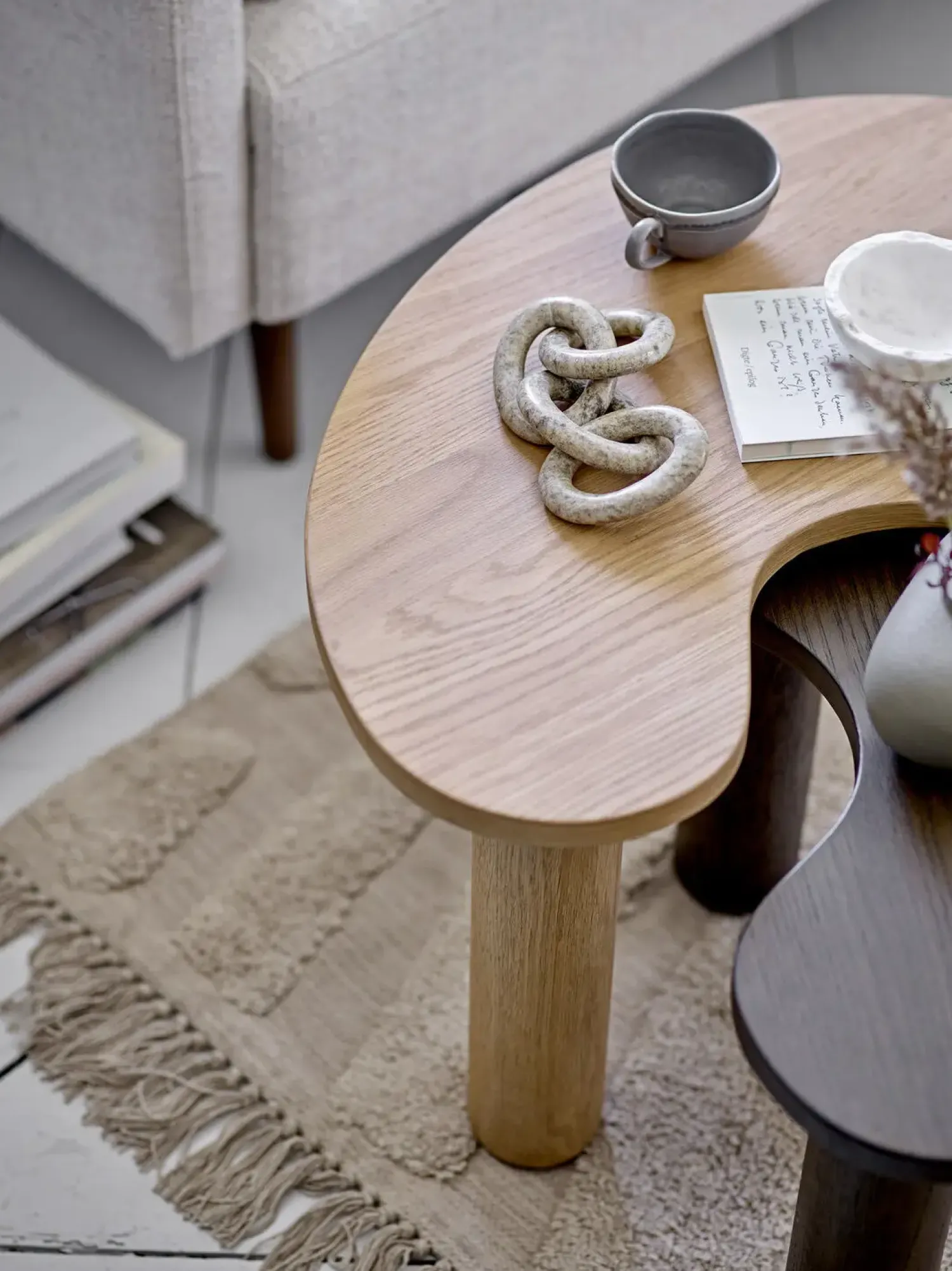 - Luppa Sofabord, Brun, Gummitræ, Mål 53x36 cm^Bloomingville Discount