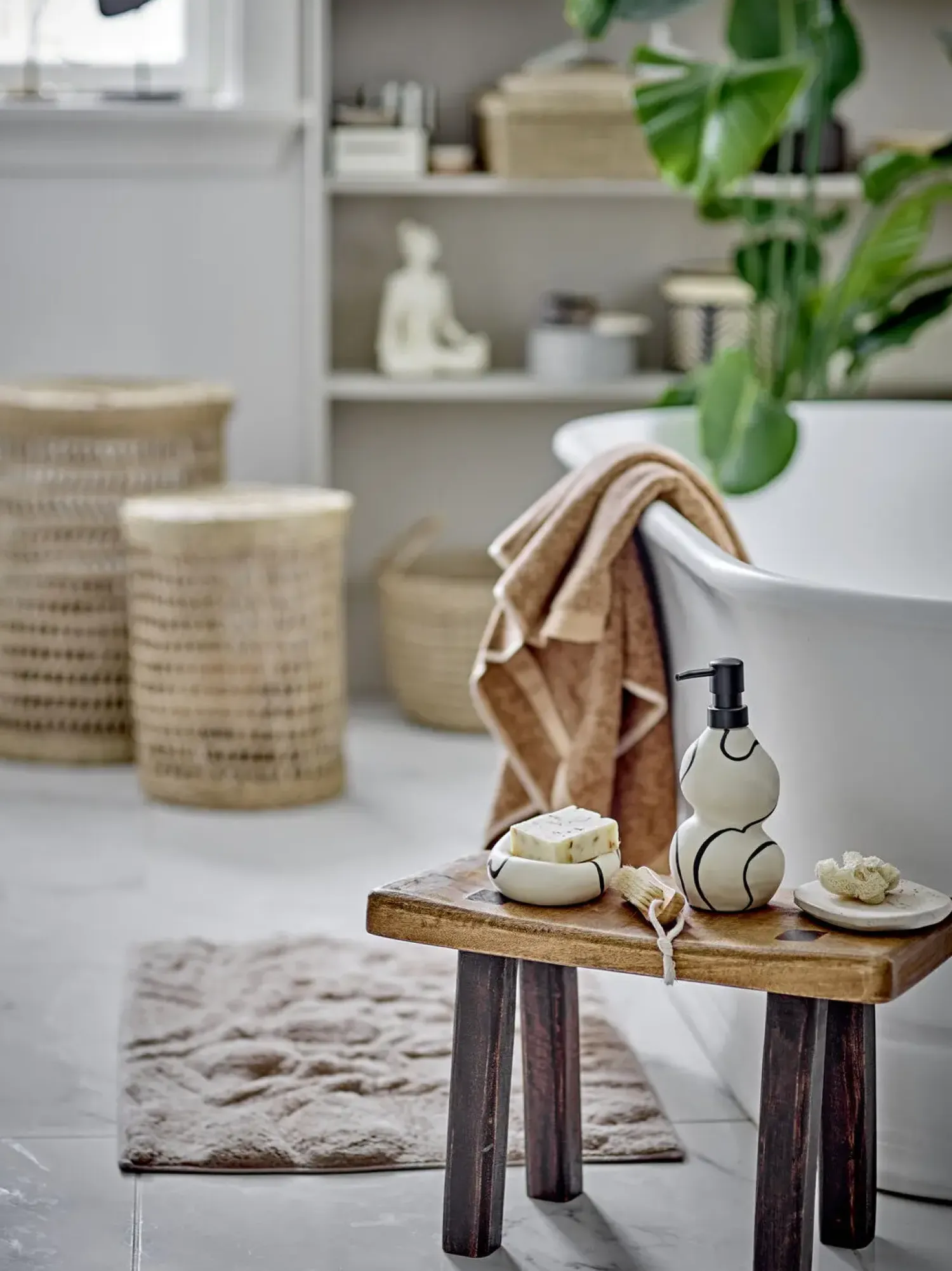 - Sestu Bademåtte, Brun, Bomuld^Bloomingville Hot