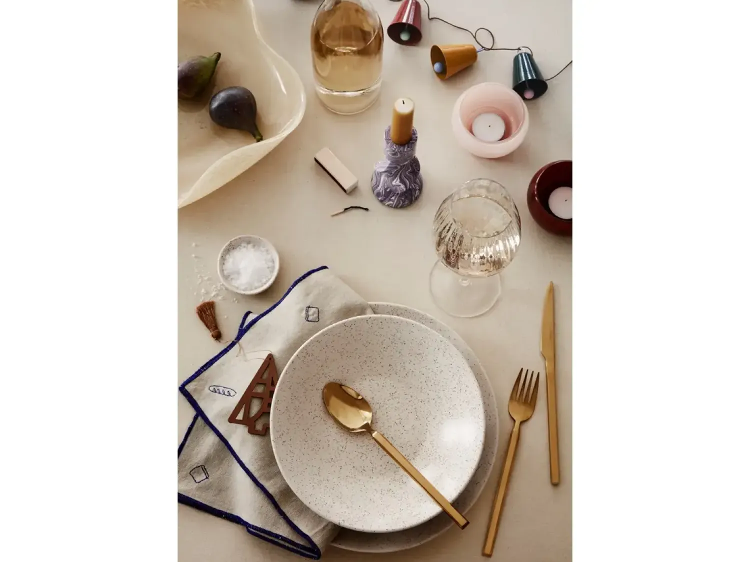 - Fyrfadsstage "Agathe" - Yellow/Blush/Blue - Sæt af 3^Broste Copenhagen New