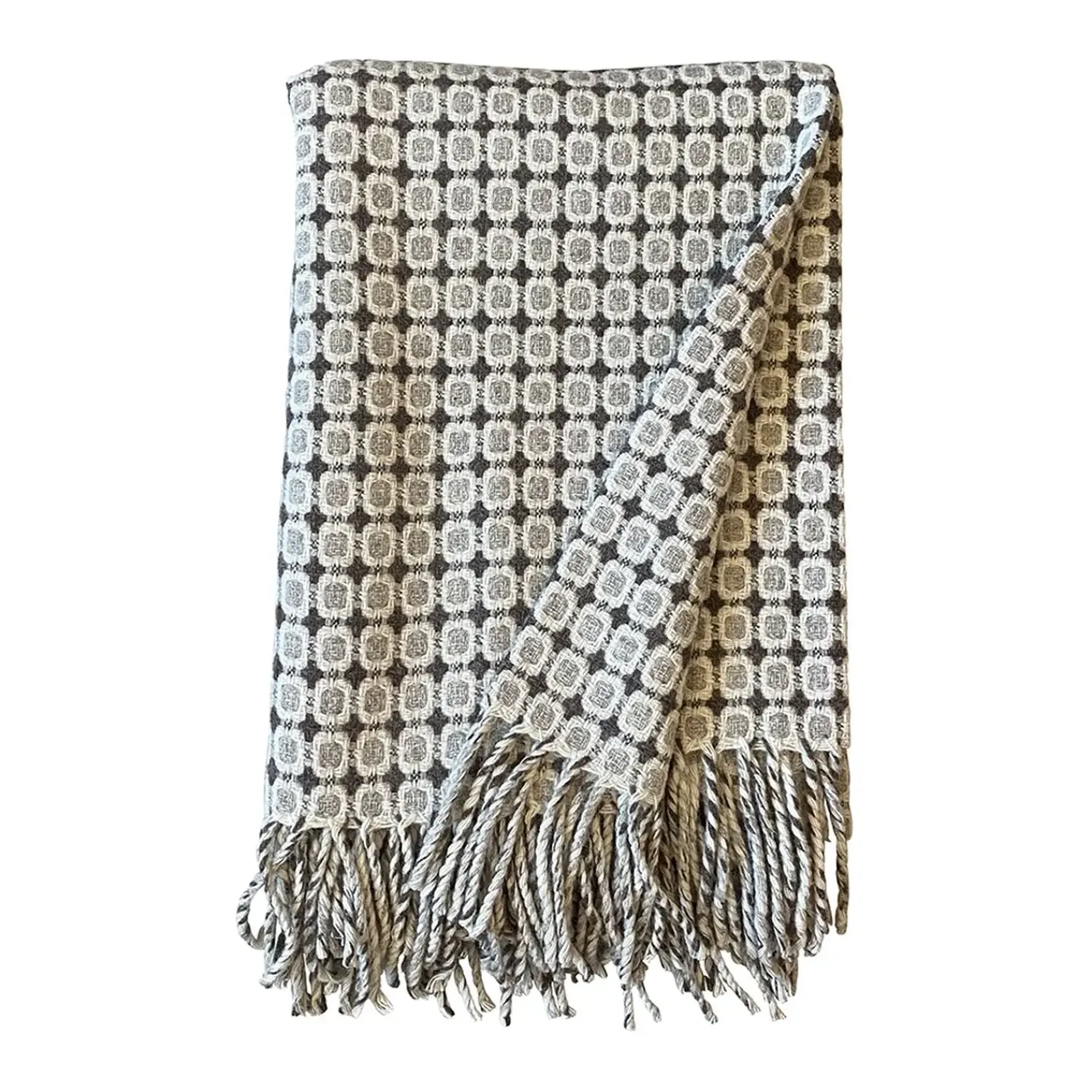 - Vintage plaid/tæppe - Mørkegrå mønstret - 180x130 cm*Burel Factory Hot