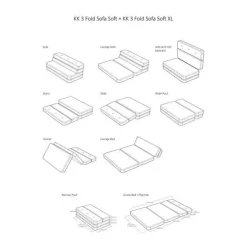 - KK 3 Fold sofa XL 140 cm - Beige med sandfarvet knapper^By KlipKlap Sale