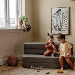 - KK 3 Fold sofa 120 cm - Brun med sand knapper^By KlipKlap Outlet