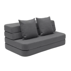 - KK 3 Fold sofa 120 cm - Blågrå med grå knapper^By KlipKlap