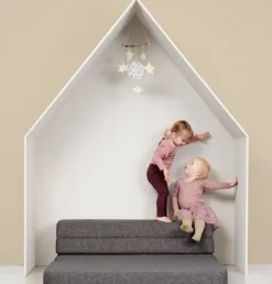 - KK 3 Fold sofa 120 cm - Blågrå med grå knapper^By KlipKlap