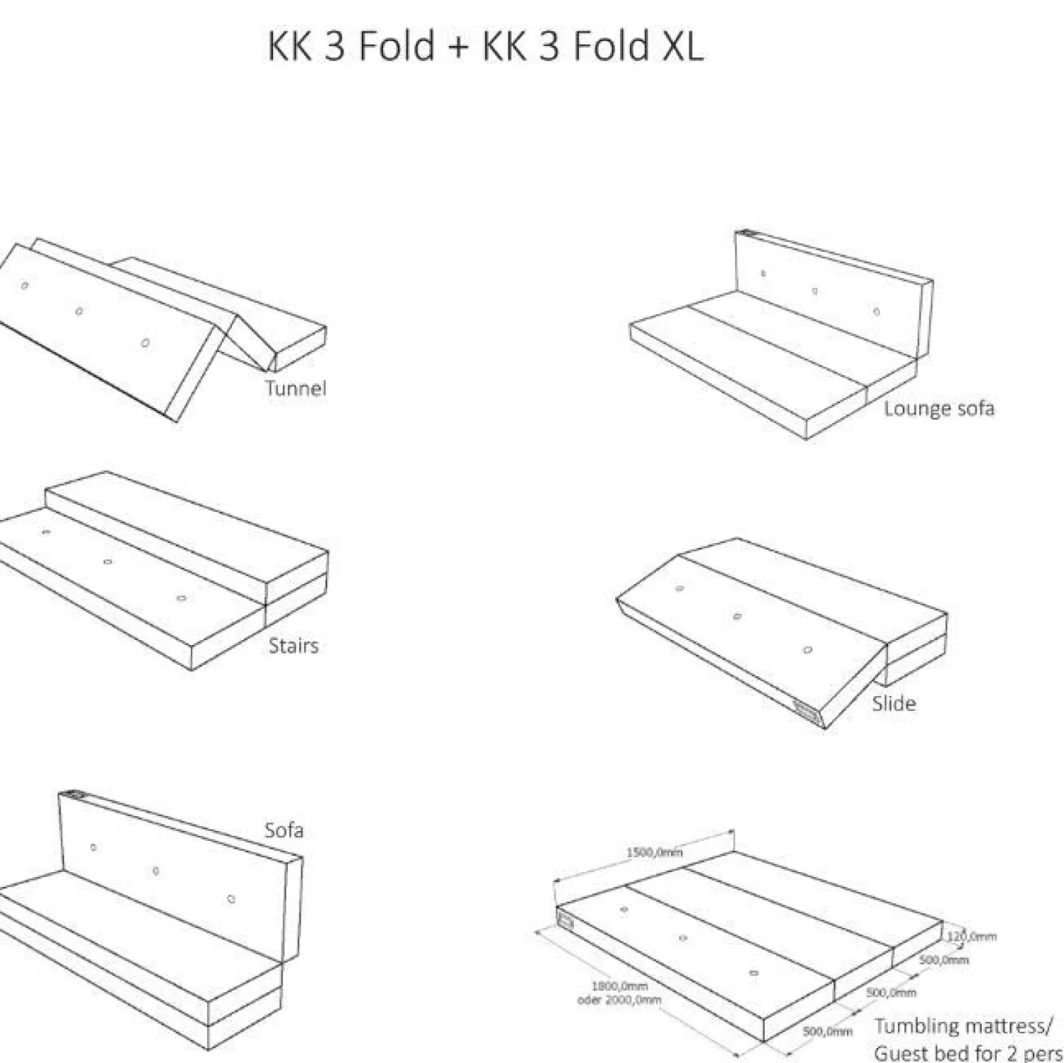 - KK 3 Fold XL - 3-lags XL sand med sand knapper^By KlipKlap Hot