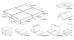 - 4-lags multimadras - bluegrey w. grey button^By KlipKlap Outlet