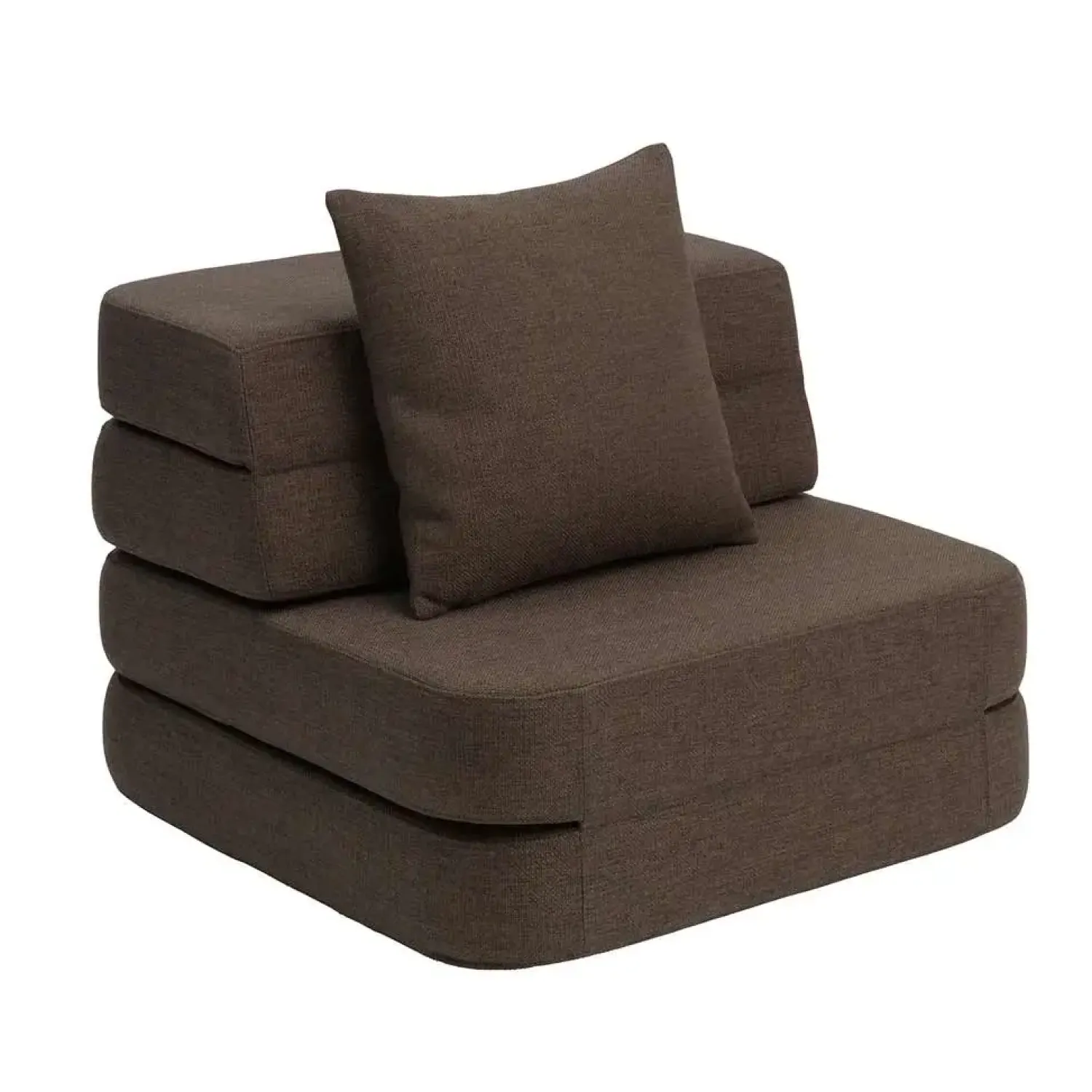 - Sofa - KK 3 Fold Sofa Single Soft - Brun m. sandfarvet knap^By KlipKlap Discount