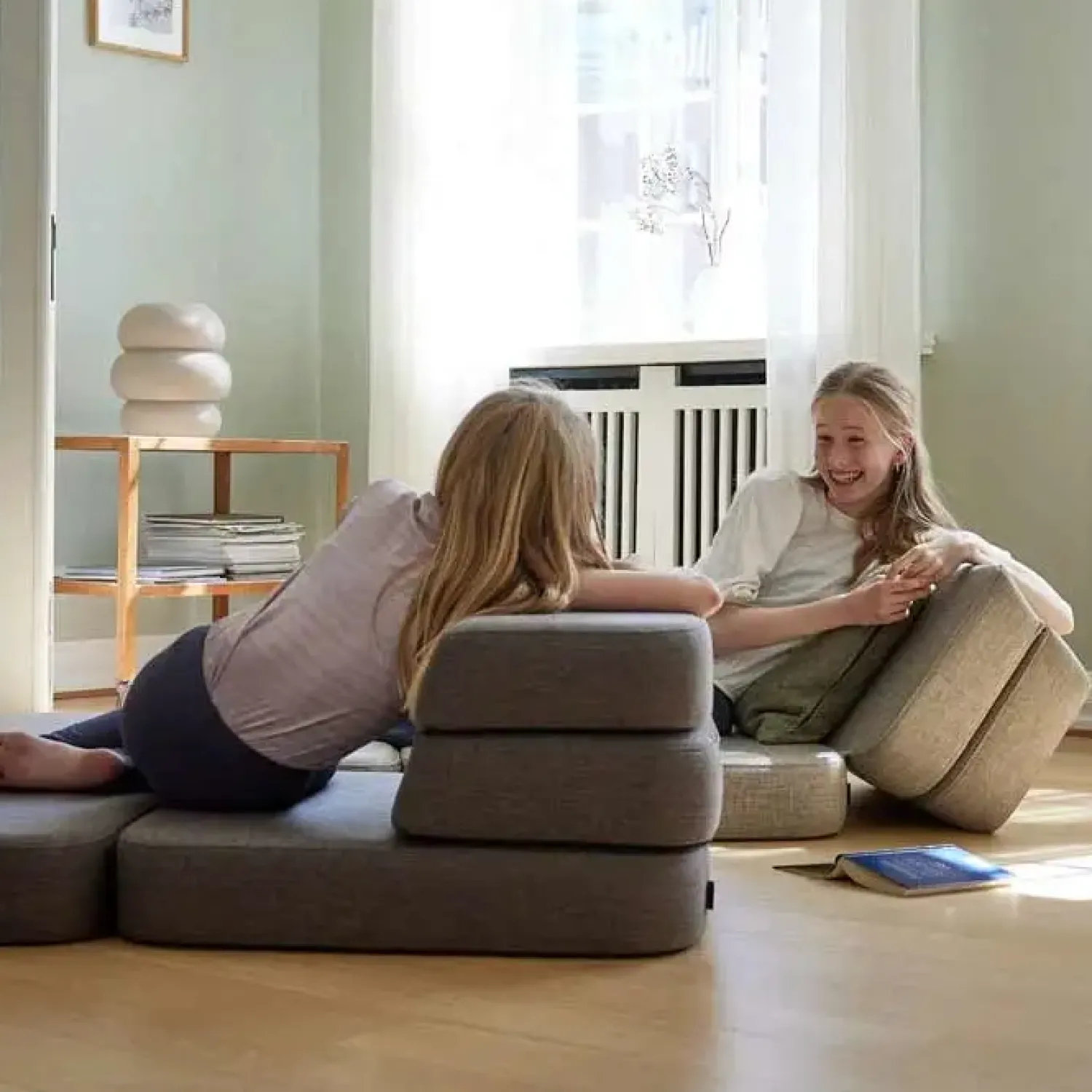 - Sofa - KK 3 Fold Sofa Single Soft - Brun m. sandfarvet knap^By KlipKlap Discount