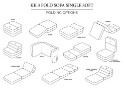 - Sofa - KK 3 Fold Sofa Single Soft - Brun m. sandfarvet knap^By KlipKlap Discount