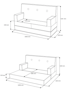 børnesofa - KK Kids Sofa - Gul - mørkegul*By KlipKlap Online