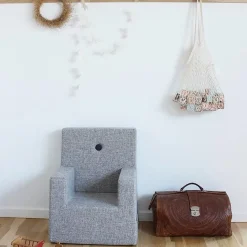 børnestol - KK Kids chair - Multigrå med grå knap*By KlipKlap Outlet