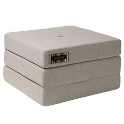 madras - KK 3 fold single - Beige med sandfarvet knapper^By KlipKlap Online