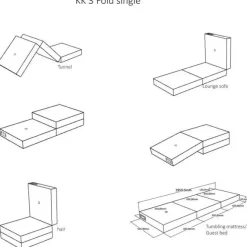 madras - KK 3 fold single - Beige med sandfarvet knapper^By KlipKlap Online