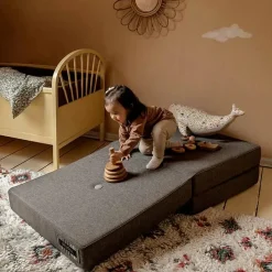 madras - KK 3 fold single - Brun med sandfarvet knap^By KlipKlap Outlet