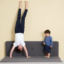 madras - KK 3 fold XL - Blå/grå med grå knapper^By KlipKlap Online