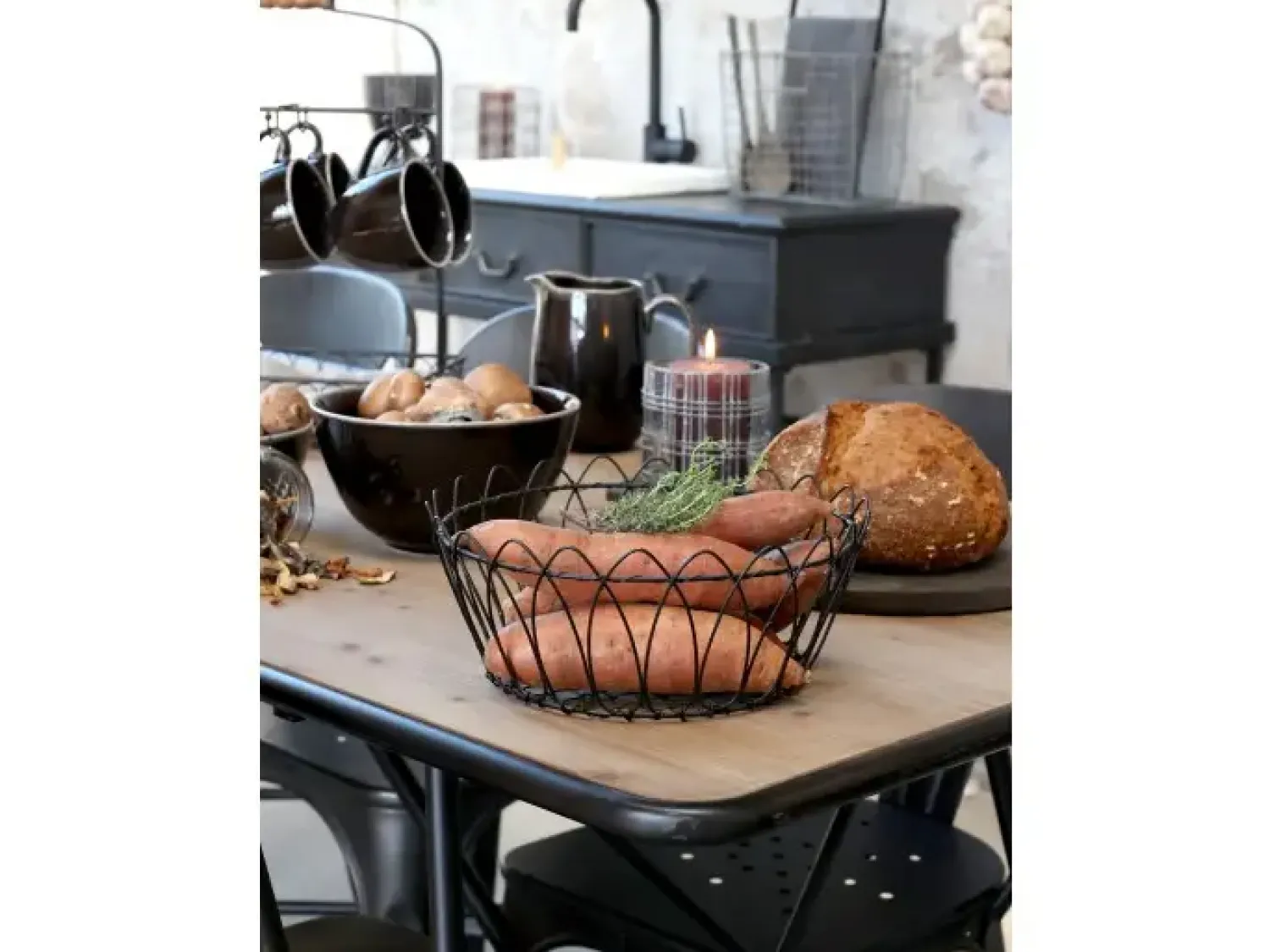 Chic Antigue - Kurv - fil de fer - Sort - Ø 27 cm*Chic Antique Sale