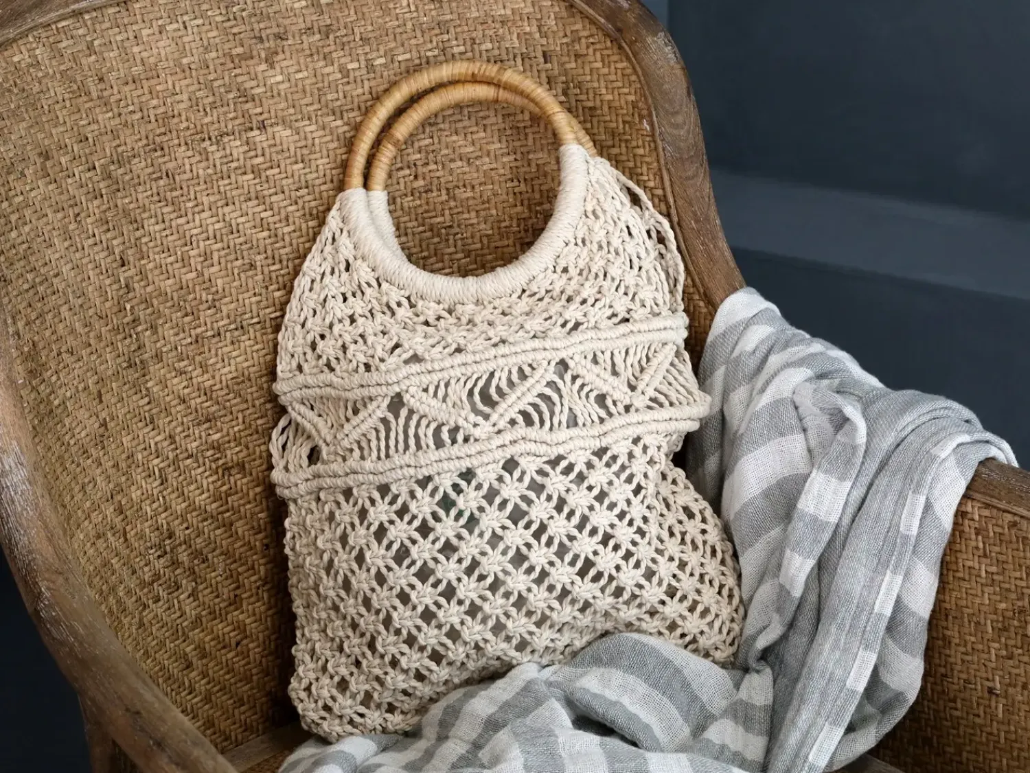 - Gammel fransk stol med flet - Natur^Chic Antique Best