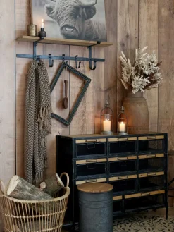 - Hylde med 5 knager - Antique Sort*Chic Antique Sale