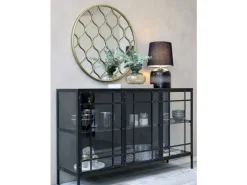 - Lampe i smoked glas med slibninger - Ø25,5*Chic Antique Outlet