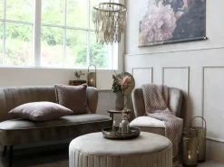 - Lampe med metal dekoration - antique messing - Ø47^Chic Antique Outlet