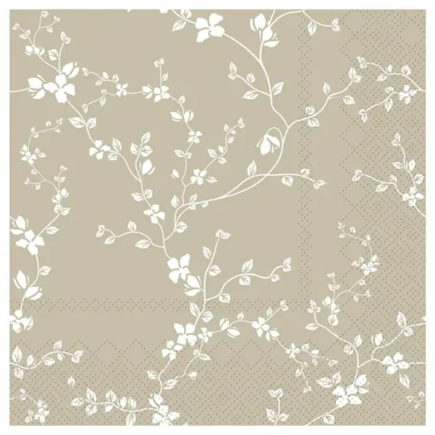 - Serviet - Blomster - 16x16 cm - Lys Latte*Chic Antique Outlet