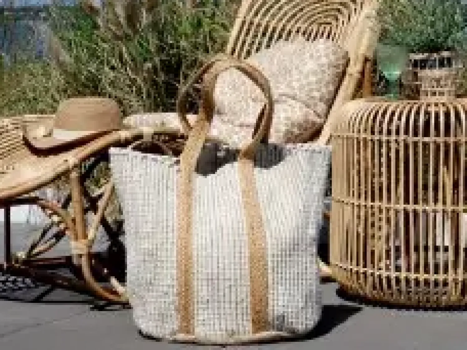 Chic Antique - Strandtaske i genbrugsgarn - 60 x 40 x 30 - Hvid* Online