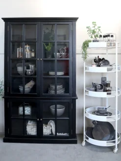 - Vitrineskab - Sort - H 196 x L 120 x  B 40 cm*Chic Antique Best