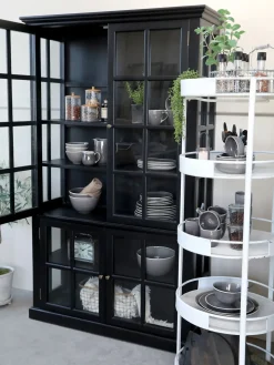 - Vitrineskab - Sort - H 196 x L 120 x  B 40 cm*Chic Antique Best