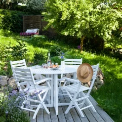 - Havebord - Butterfly bord rundt Ø110cm PU hvid*Cinas New