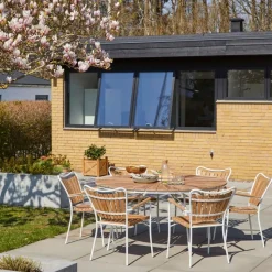 - Havebord - Ellen bord Ø150cm hvid/teak*Cinas Best