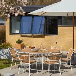 - Havebord - Ellen bord Ø150cm hvid/teak*Cinas Best