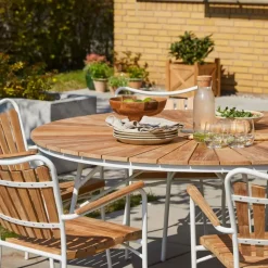 - Havebord - Ellen bord Ø150cm hvid/teak*Cinas Best