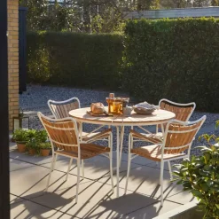 - Havebord - Ellen bord Ø110cm hvid/teak*Cinas