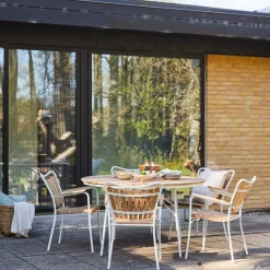 - Havebord - Ellen bord Ø130cm hvid/teak^Cinas Outlet