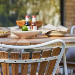 - Havebord - Ellen bord Ø130cm hvid/teak^Cinas Outlet