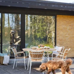 - Havebord - Ellen bord Ø130cm hvid/teak^Cinas Outlet