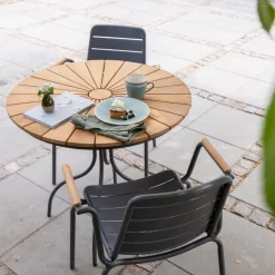 - Havebord - Ellen cafebord Ø80cm antracit/teak*Cinas Online