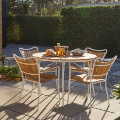 - Havstol - Ellen stol hvid aluminium og teak*Cinas Discount