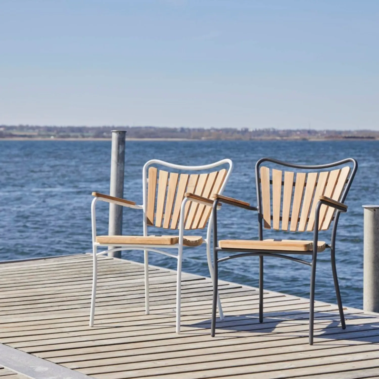 - Havstol - Ellen stol hvid aluminium og teak*Cinas Discount