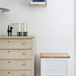 - Lille jalousi opbevaringsboks i hvid mahogni^Cinas Outlet