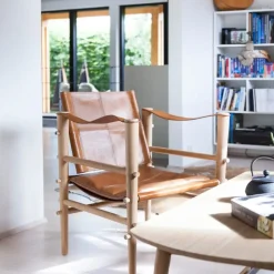 - Noble Safari stol lys med lysebrun læder^Cinas Discount